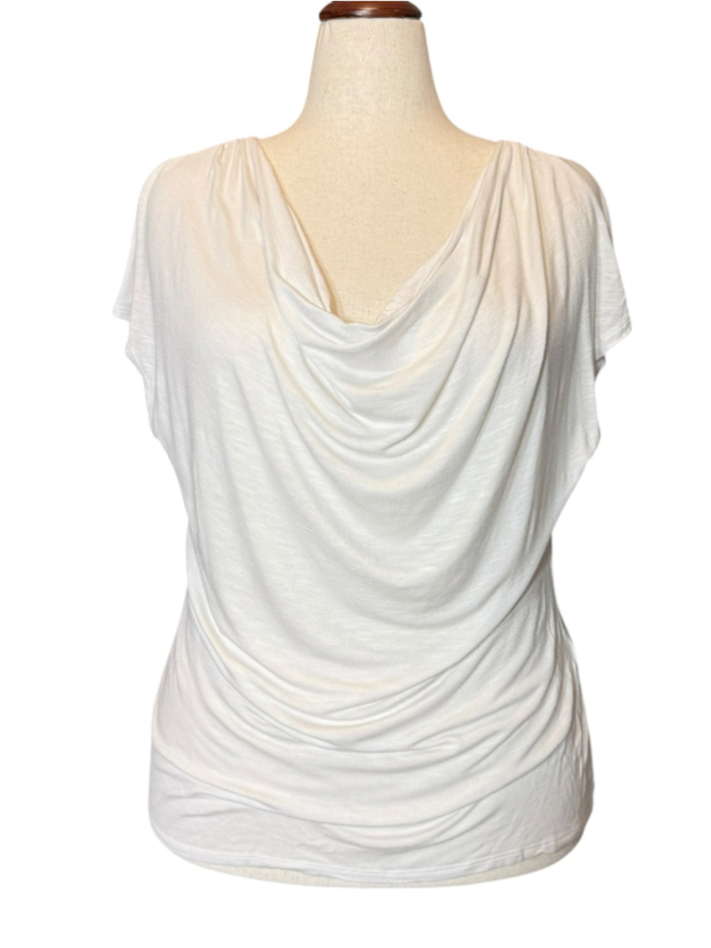 Women's White House Black Market Cowl Neck Blouse, Size L, White